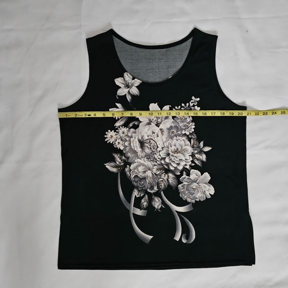 Modelia Women's Floral Print Kimono W/ Inner Sleeveless Blouse Black Size Medium - Picture 14 of 15